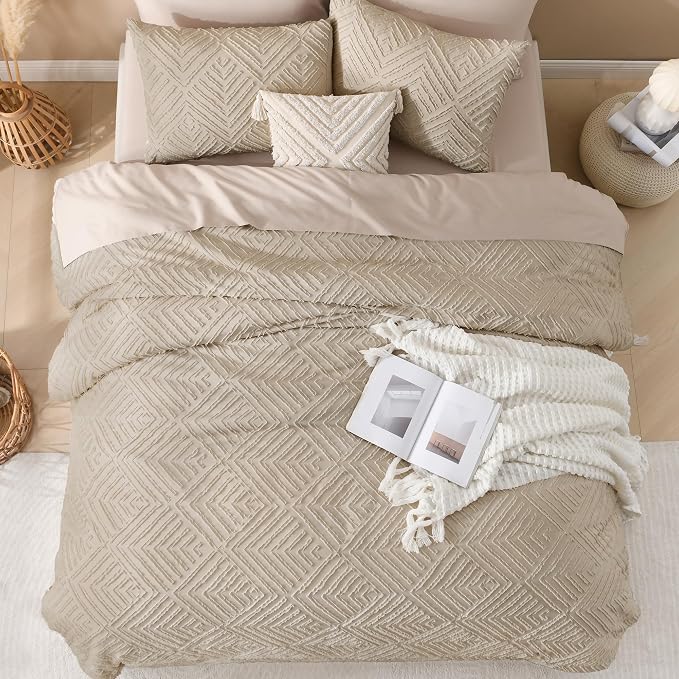 Andency Khaki King Size Comforter Set, 3 Pieces Boho Soft Bedding Set & - Image 7