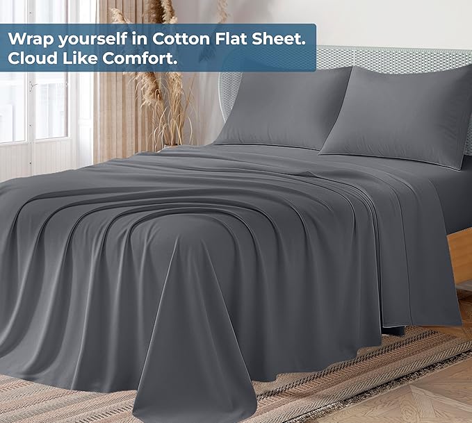 Royale Linens 100% Organic Cotton Twin Flat Sheet Only - Image 2