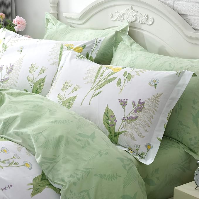 FADFAY Farmhouse Premium Shabby Green Daisy and Botanical Lavender Flowers 100% - Image 8