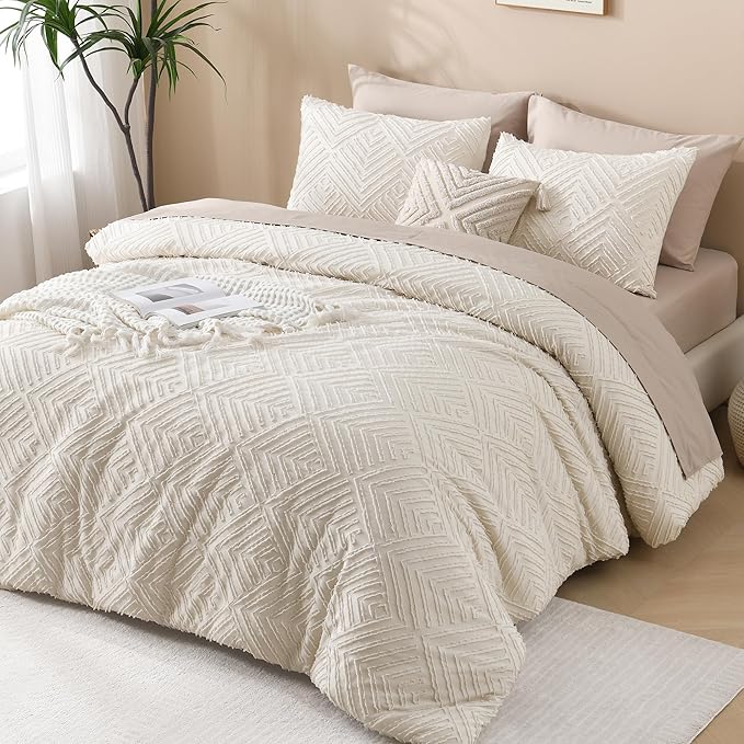 Andency Oversized King Comforter 120''x98'', 3 Pieces Beige Soft Boho Bedding - Image 6