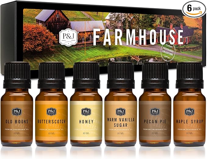 P&J Fragrance Oil Farmhouse Set | Old Books, Butterscotch, Warm Vanilla Sugar by PJTrading