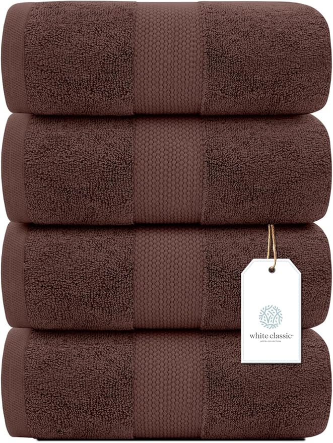 White Classic Luxury Bath Towels Set of 4 Large - Image 2