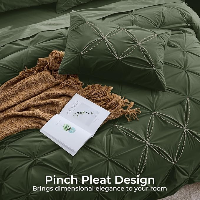 Sasttie California King Comforter Set, 7-Piece Bed in a Bag, Pintuck Bedding - Image 4