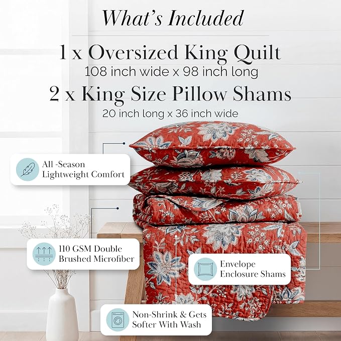 Southshore Fine Living, Inc. Oversized King Quilt Bedding Set, Jacobean Willow - Image 2