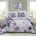 Floral Quilt Set Twin 2 Pieces Boho Purple Floral Quilt Coverlet Set Soft by DRUCON