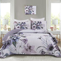 Drucon Purple Floral Quilt Set Queen Size 3 Pieces Purple Botanical Flower by DRUCON