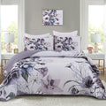 Drucon Purple Floral Quilt Set King Size 3 Pieces Purple Botanical Flower Quilt by DRUCON