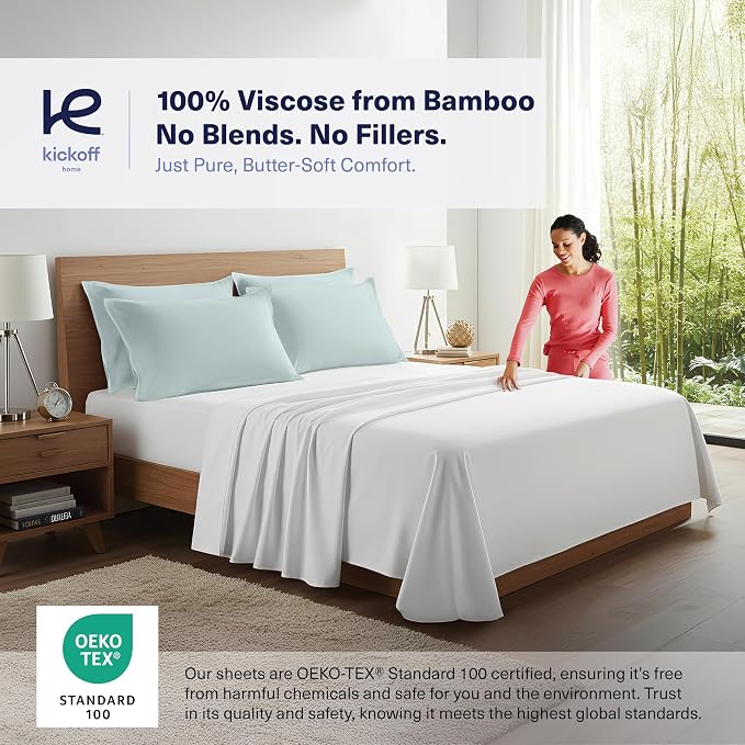 Kickoff Viscose Bamboo Pillowcase, 100% Organic Hidden Zippered Viscose Bamboo - Image 2