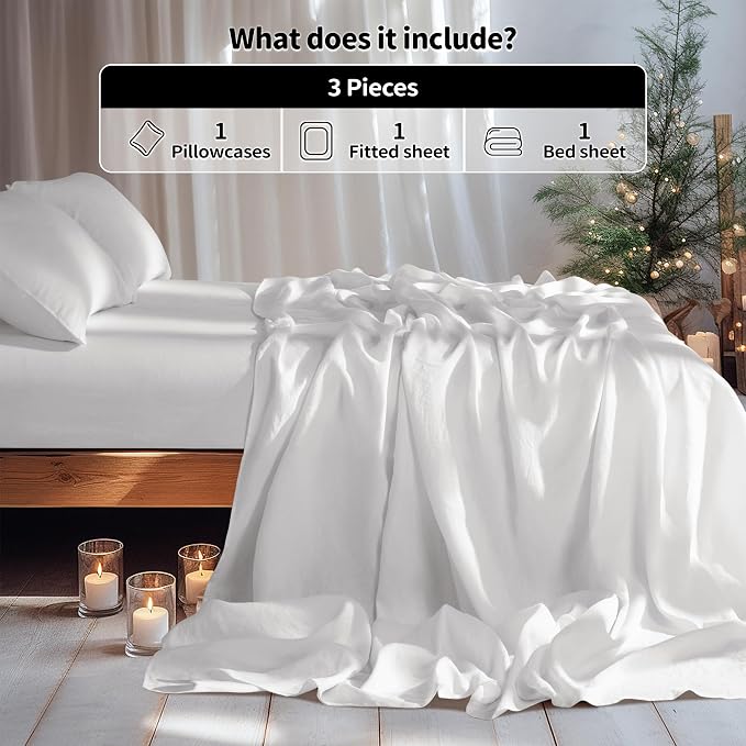 LBRO2M 100% Pure Linen Sheet Set Deep Pocket Up to 16" Bed Sheets Sets - Image 2