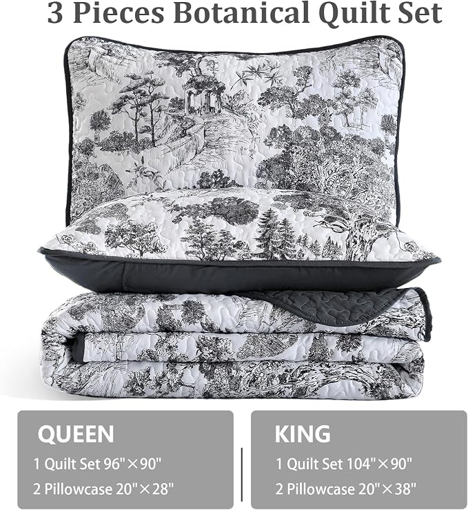 WONGS BEDDING Botanical Quilt Set Queen Size - Image 7