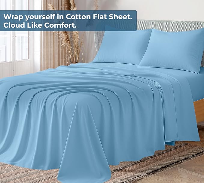 Royale Linens 100% Organic Cotton Twin Flat Sheet Only - Image 2