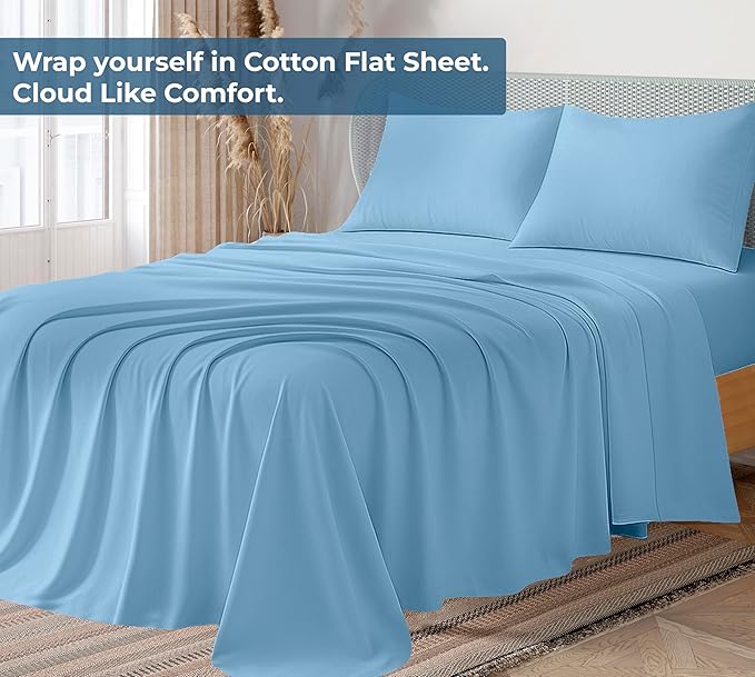 Royale Linens 100% Organic Cotton Full Flat Sheet Only - Image 2