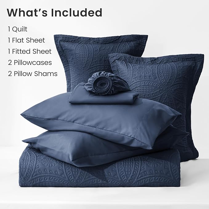 Love's cabin King Quilt Set Navy, Bed in a Bag King Size Bedding 7 Pieces - Image 7