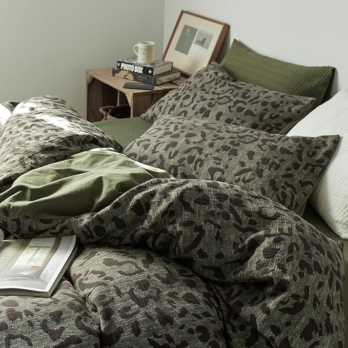 mixinni Leopard Duvet Cover King Size, Premium Yarn-Dyed Jacquard Cotton Duvet - Image 5