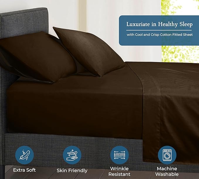 Royale Linen 400 Thread Count 100% American Grown Cotton Fitted Sheet Twin Size - Image 3