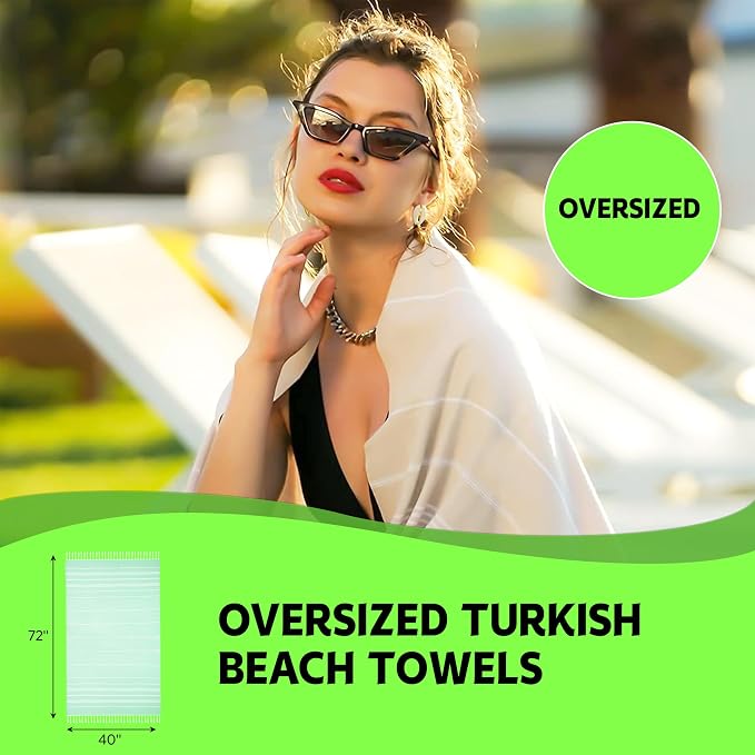 HAVLULAND Set of 5 Turkish Beach Towel Oversized 39x71 Turkish Bath Towels - Image 3
