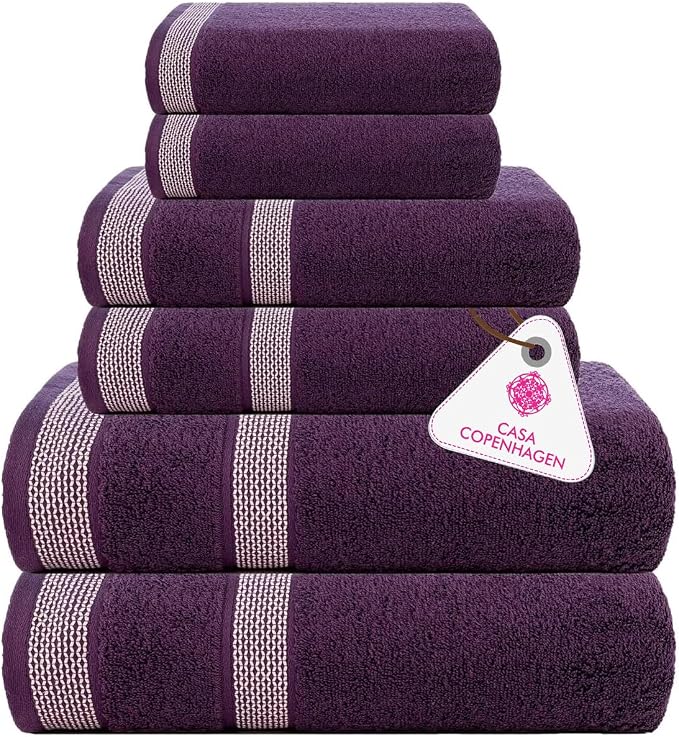 CASA COPENHAGEN Solitaire 6Pcs 100% Egyptian Cotton Large Designer Towels Gift by CASACOPENHAGEN