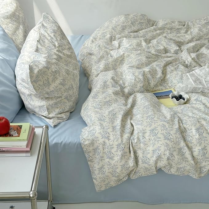 mixinni Blue Floral Duvet Cover King Size - Image 3