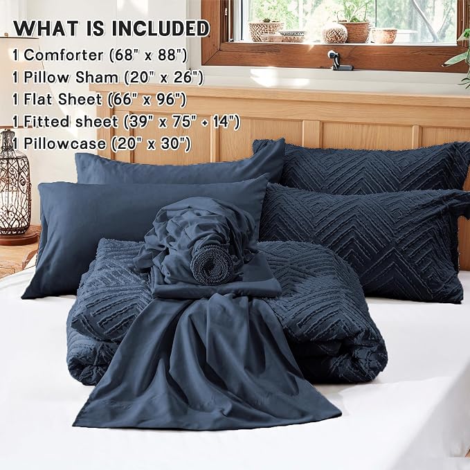 Zzlpp Twin Comforter Set 5 Pieces, All Season Boho Bedding Sets - Image 5
