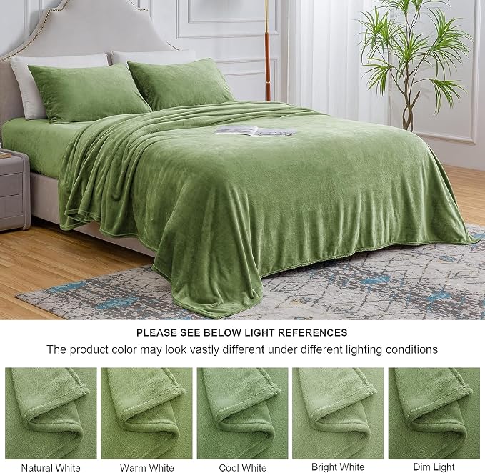 BEDELITE Flannel Sheets Queen Size Sage Green - Image 9
