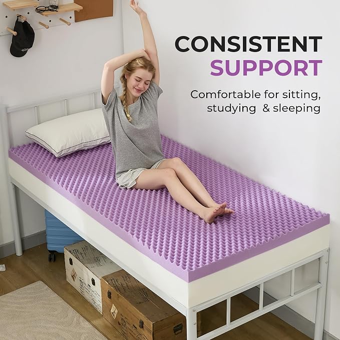 SINWEEK 2 Inch Egg Crate Memory Foam Mattress Topper Twin XL, Twin Extra Long - Image 3