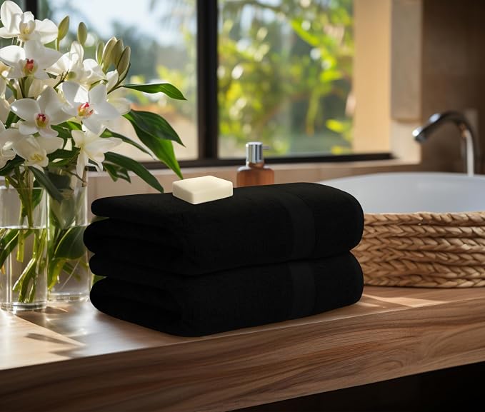 Avalon Towels Black Bath Towels Set of 4 pcs, 100% Cotton Towel Absorbent and - Image 3