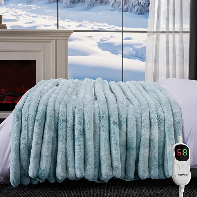 Heated Throw Blanket, Faux Fur Cozy Heating Blanket - Image 7