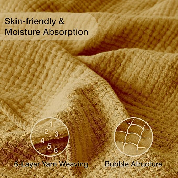 100% Cotton Muslin Blanket Large 50"x 70", 6 Layers Breathable and Lightweight - Image 6