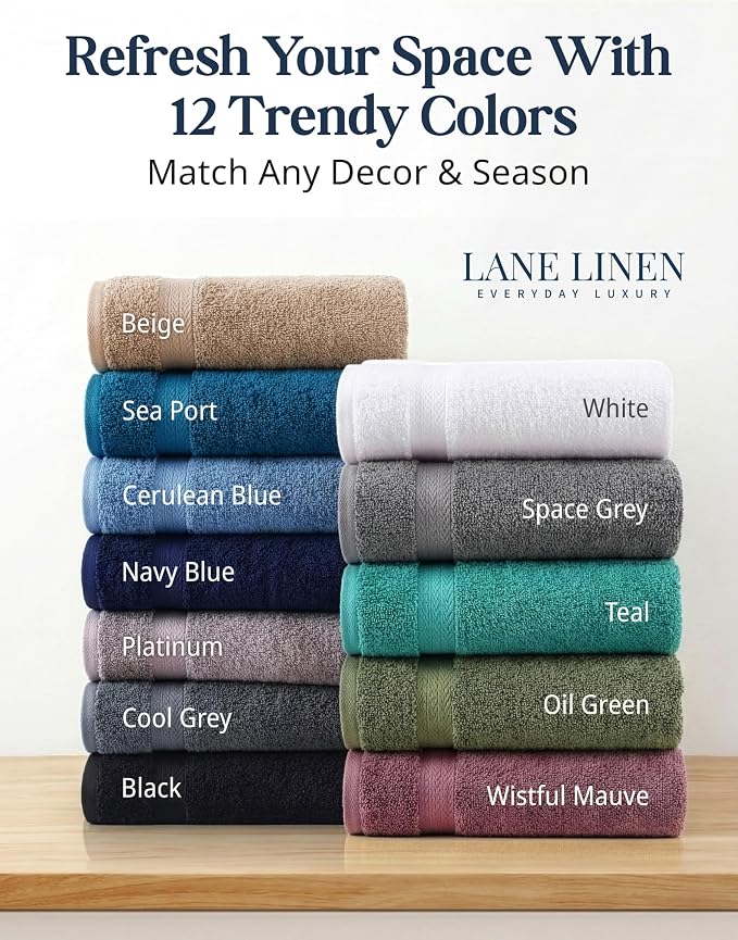 LANE LINEN Luxury Cotton Bath Towel Set of 16 - Image 9