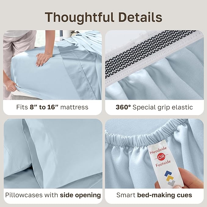 California Design Den Cotton Bed Sheets Queen Size Set - Image 5