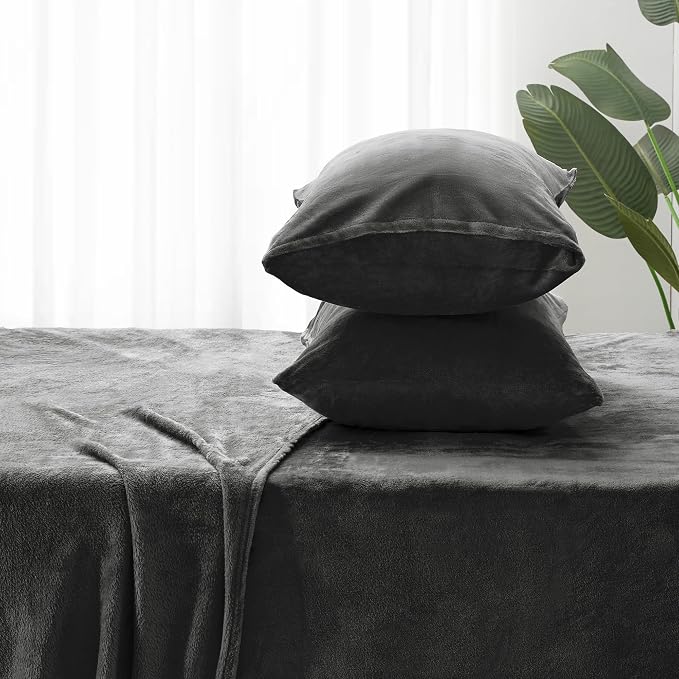 BEDELITE Flannel Sheets Queen Size Dark Grey - Image 7