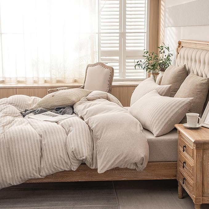 PURE ERA Jersey Knit 2pc Duvet Cover Set 100% T-Shirt Heather Cotton Super Soft by PUREERA