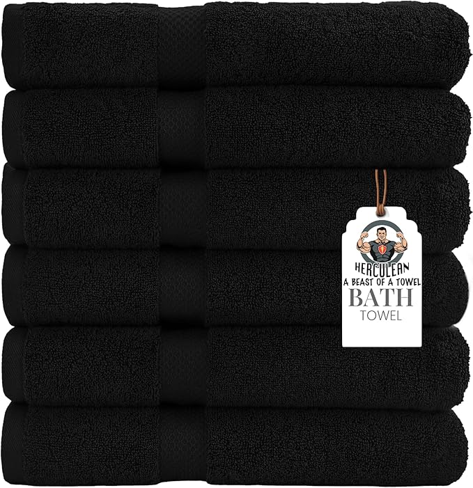 HERCULEAN Premium Bath Towels 24 x 48 Pack of 6 | Quick Dry and Highly by Unknown