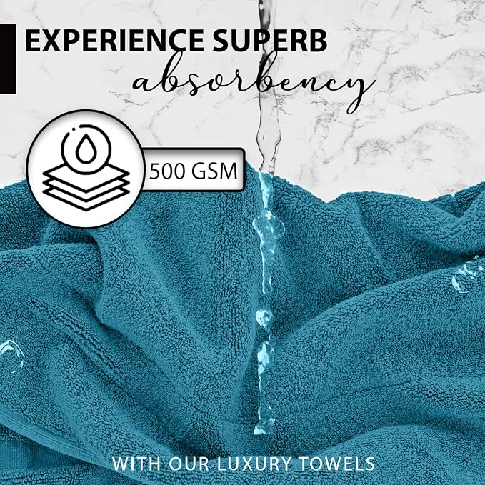 KAHAF COLLECTION 100% Cotton Bath Towels, 24x48 Pack of 6 Towels, Quick Dry - Image 3