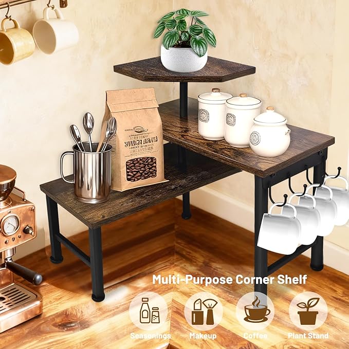 Kitchen Countertop Organizer, 3 Tier Moveable Corner Shelf Kitchen Shelf - Image 2