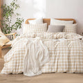 BESTOUCH Duvet Cover Set 100% Washed Cotton Linen Feel Super Soft Comfortable by BESTOUCH
