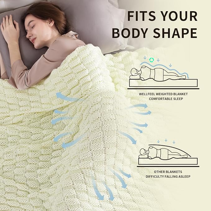 Knitted Weighted Blanket Kids, No Beads Heavy Blanket 36” x 48'' 3lbs, - Image 3