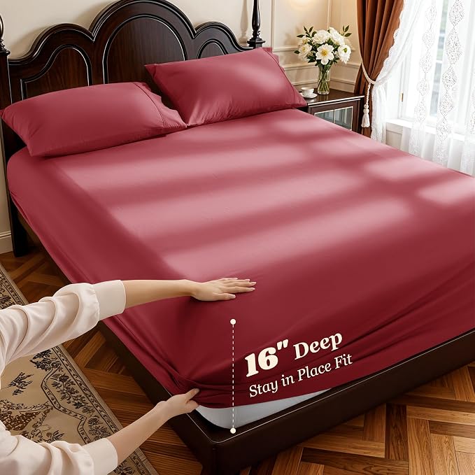 LBRO2M 1000 Thread Count 100% Egyptian Cotton Sheets Set Full Size, 4 Piece - Image 4