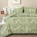 Yiran Sage Green Floral Comforter Set King Size, 7 Piece Botanical Comforter by Yiran