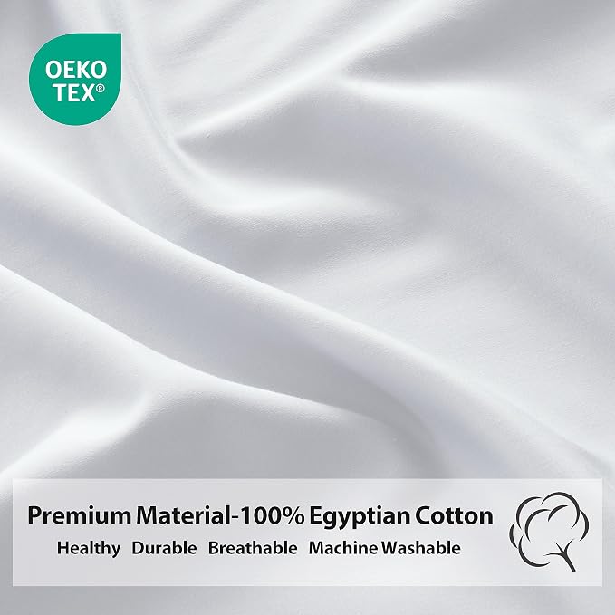 Queen Size Fitted Sheet Only White, 100% Egyptian Cotton 600 Thread Count - Image 3