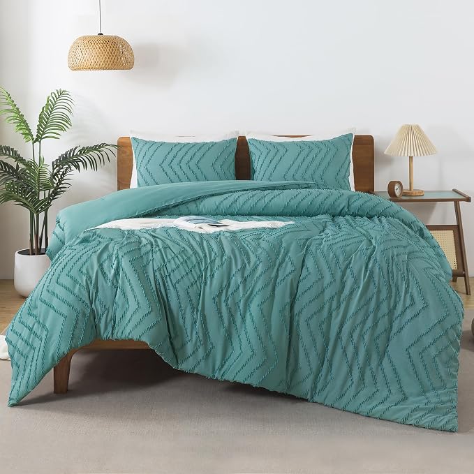 Andency Grayish Teal Comforter Set Full Size, Boho Soft Warm Bedding Comforter - Image 3