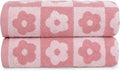Jacquotha 2-Pieces Luxury Bath Towels Checkered Floral, Bathroom Decor & Pool by Jacquotha