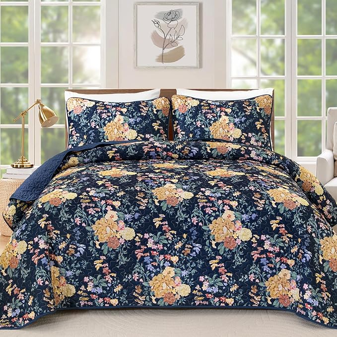 WONGS BEDDING Quilt Queen Size, Botanical Quilt by WONGSBEDDING