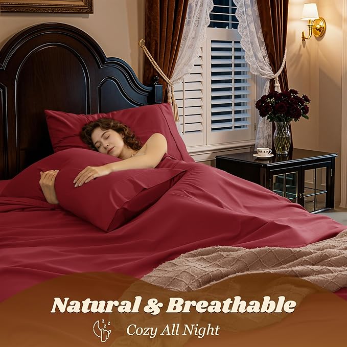 LBRO2M 100% Cotton Sheets Set Deep Pocket 19", 1000 Thread Count California - Image 5