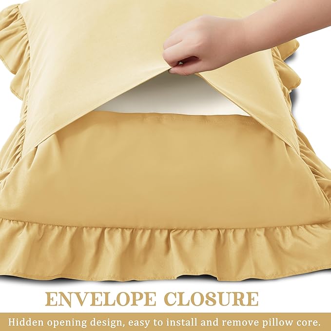 KKJIAF Ruffle Pillow Cases King Size Set of 2, Ruffled Pillow Covers - Image 5