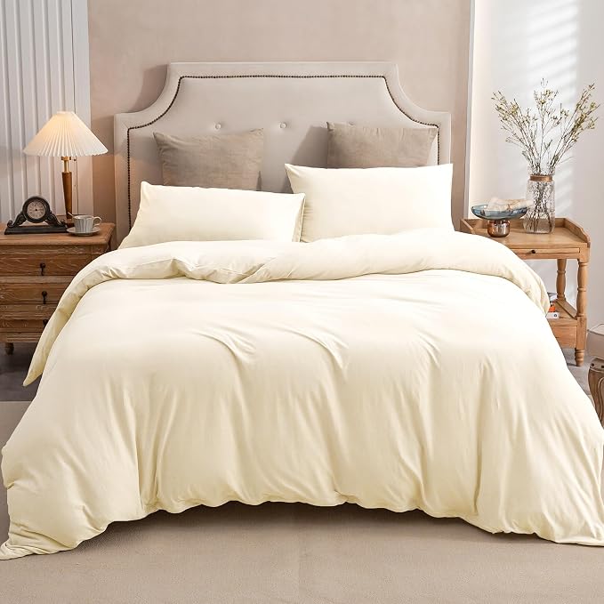 PURE ERA Jersey Knit Duvet Cover Set 100% T-Shirt Cotton Super Soft Comfy 3pc - Image 3