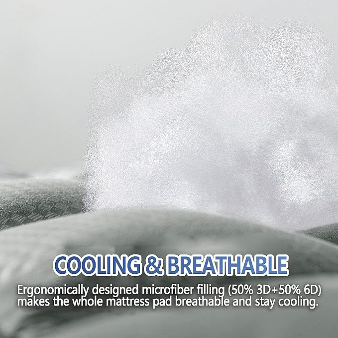 MATBEBY Bedding Quilted Fitted California King Mattress Pad Cooling Breathable - Image 3