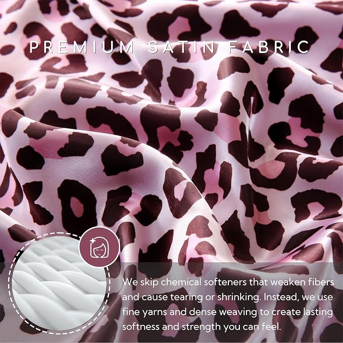 MR&HM Satin Bed Sheets with Elastic Corner Straps, Full Size Sheets Set - Image 3