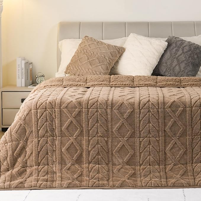 Cottonblue Jacquard Sherpa Weighted Blanket 20lbs - Image 9