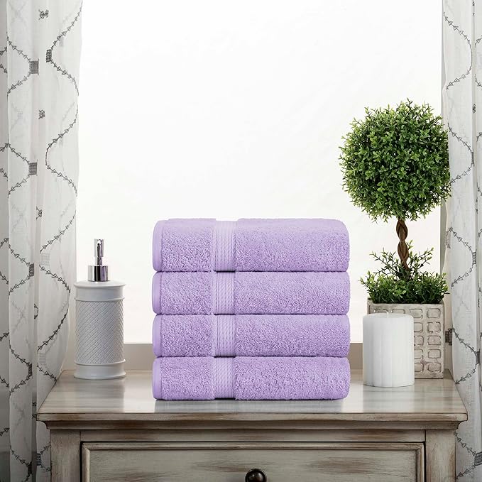 SUPERIOR Egyptian Cotton Pile Hand Towel Set of 4, Ultra Soft Luxury Towels by SUPERIOR